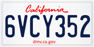 CA license plate 6VCY352