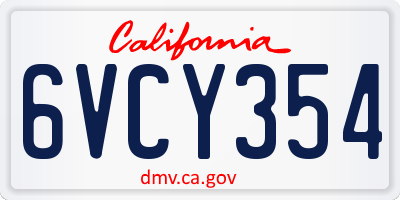 CA license plate 6VCY354