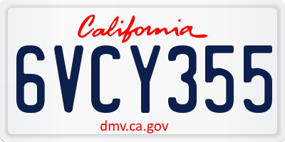 CA license plate 6VCY355