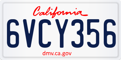 CA license plate 6VCY356