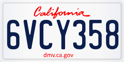 CA license plate 6VCY358