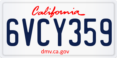 CA license plate 6VCY359