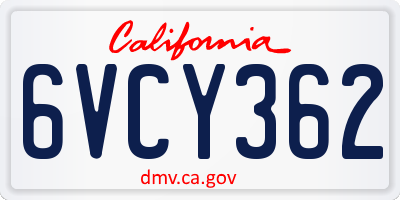 CA license plate 6VCY362
