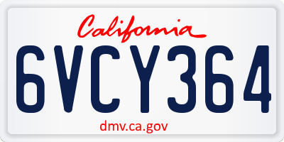 CA license plate 6VCY364