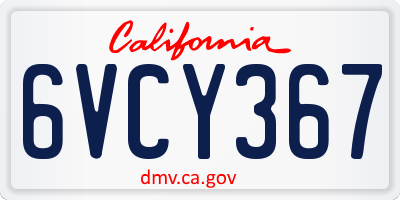 CA license plate 6VCY367