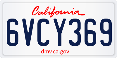 CA license plate 6VCY369