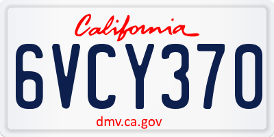 CA license plate 6VCY370