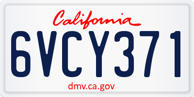 CA license plate 6VCY371