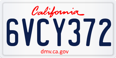 CA license plate 6VCY372