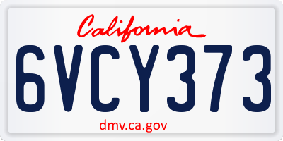 CA license plate 6VCY373