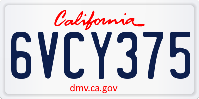 CA license plate 6VCY375