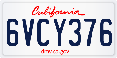 CA license plate 6VCY376