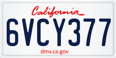 CA license plate 6VCY377
