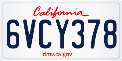 CA license plate 6VCY378