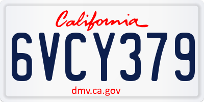 CA license plate 6VCY379