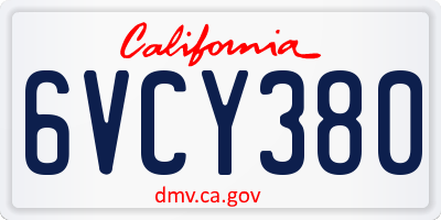 CA license plate 6VCY380