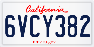 CA license plate 6VCY382