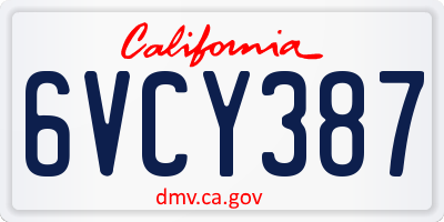 CA license plate 6VCY387