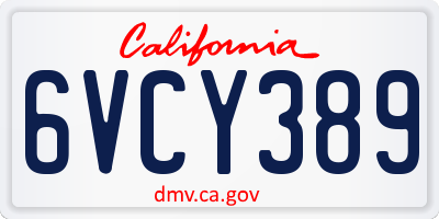 CA license plate 6VCY389
