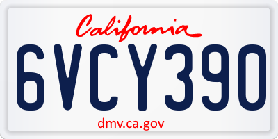 CA license plate 6VCY390