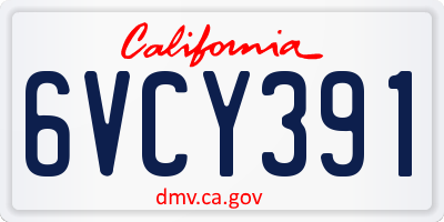 CA license plate 6VCY391