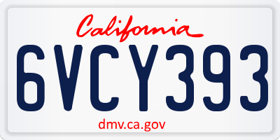 CA license plate 6VCY393