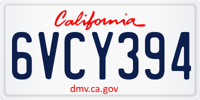 CA license plate 6VCY394