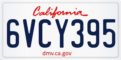 CA license plate 6VCY395