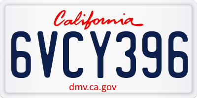 CA license plate 6VCY396