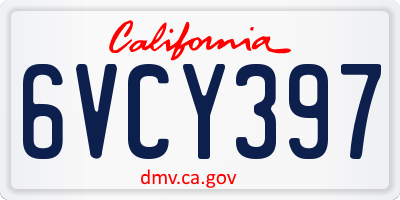 CA license plate 6VCY397