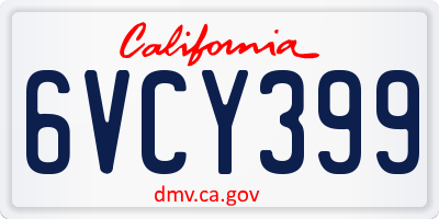 CA license plate 6VCY399