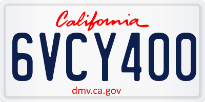 CA license plate 6VCY400