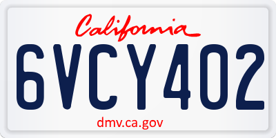 CA license plate 6VCY402