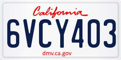 CA license plate 6VCY403