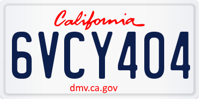 CA license plate 6VCY404