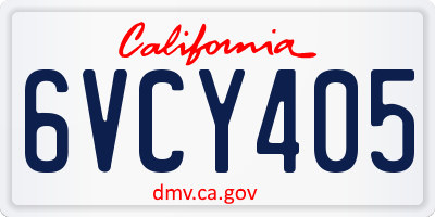 CA license plate 6VCY405