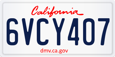 CA license plate 6VCY407