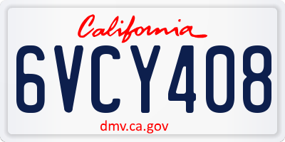 CA license plate 6VCY408