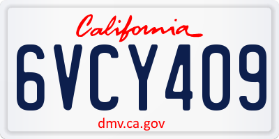 CA license plate 6VCY409