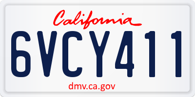 CA license plate 6VCY411
