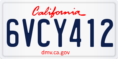 CA license plate 6VCY412