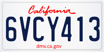 CA license plate 6VCY413