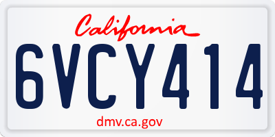 CA license plate 6VCY414