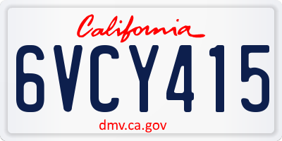 CA license plate 6VCY415