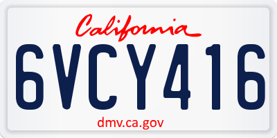 CA license plate 6VCY416