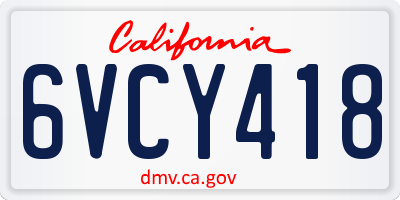 CA license plate 6VCY418