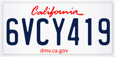 CA license plate 6VCY419