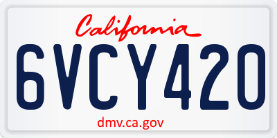 CA license plate 6VCY420