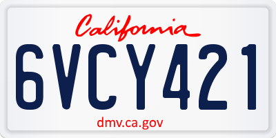 CA license plate 6VCY421