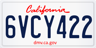 CA license plate 6VCY422